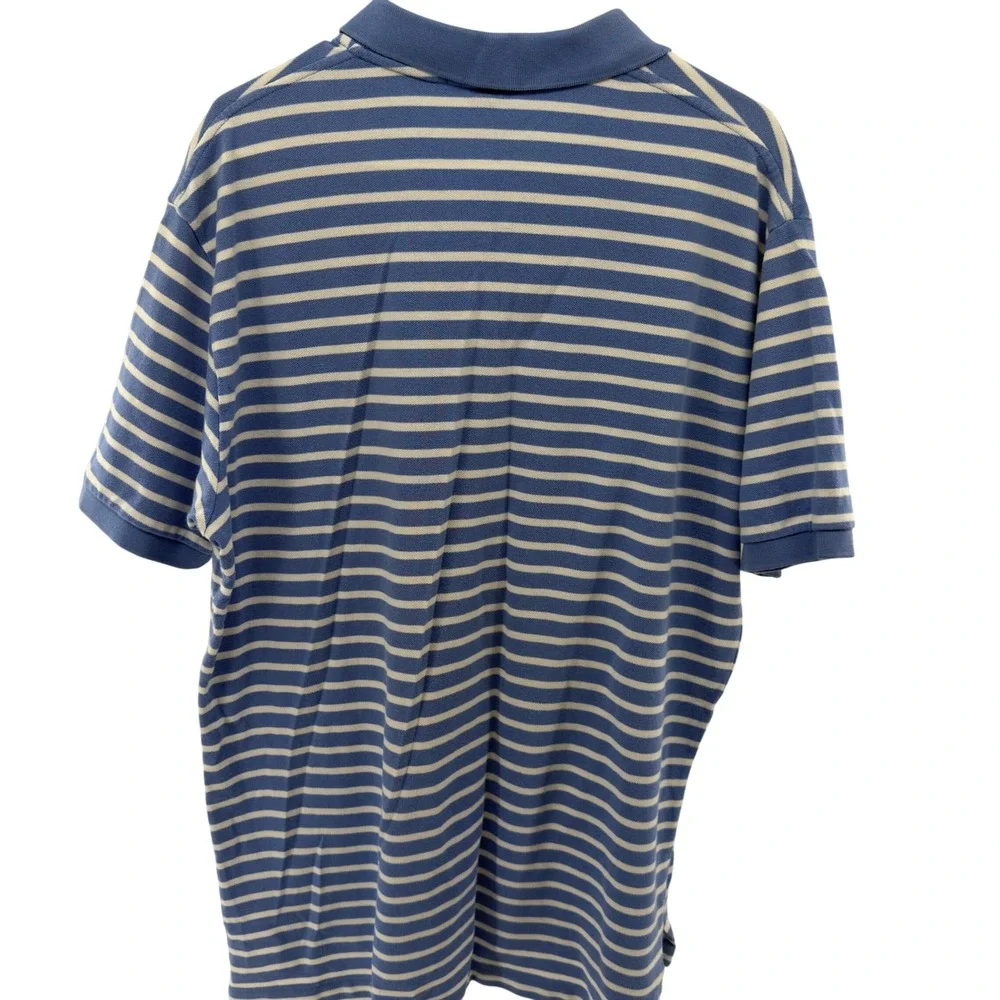 Polo Ralph Lauren Mens XL‎ Blue White Striped Short Sleeve Polo Shirt Yellow